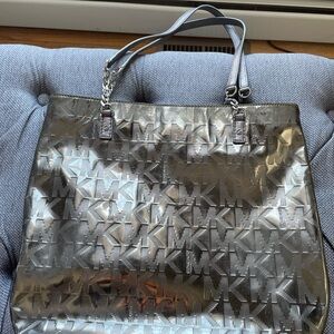Vintage Silver Michael Kors Logo Tote Bag
